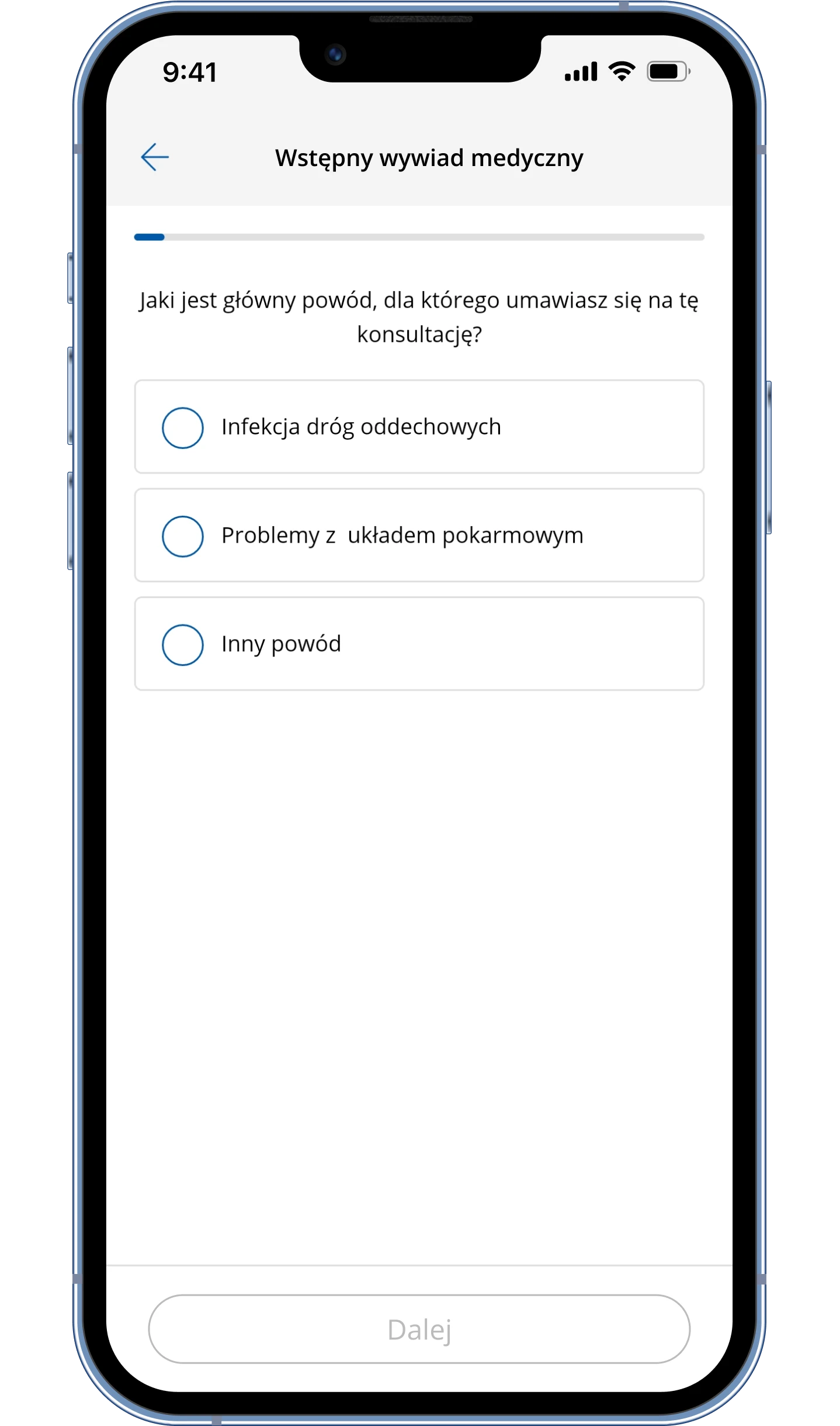 Wstępny wywiad medyczny krok 2
