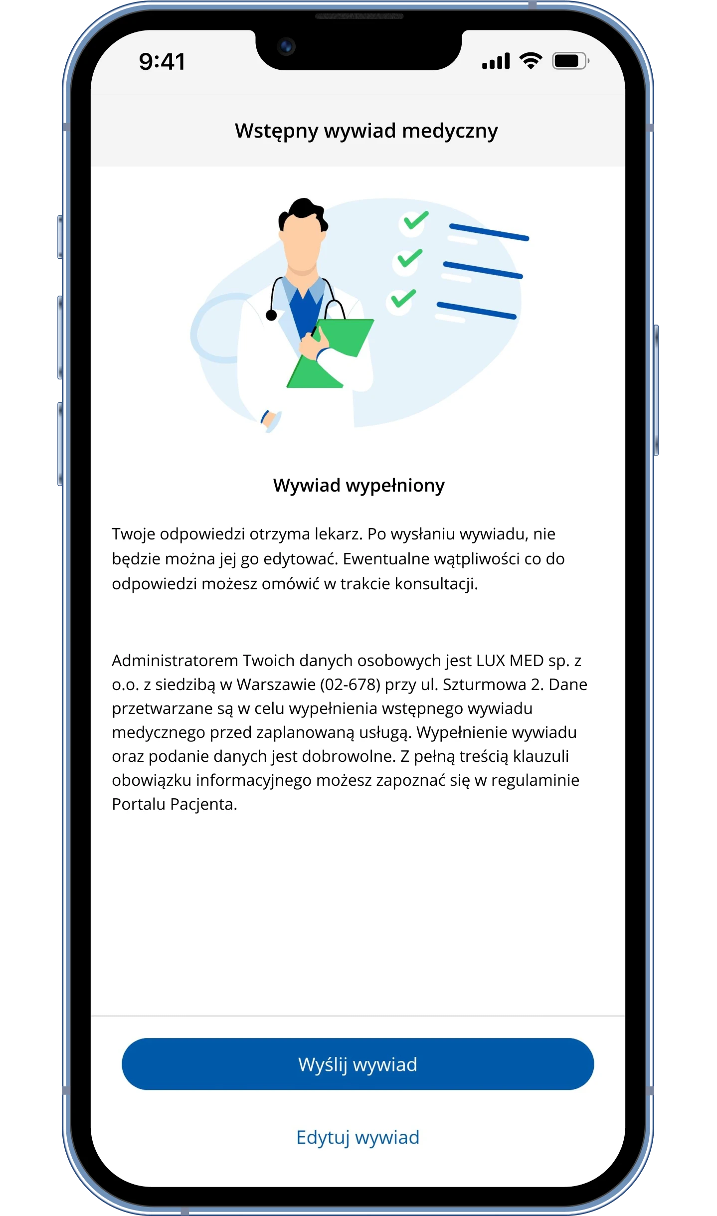 Wstępny wywiad medyczny  krok 5