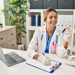 Pielęgniarka trzyma probówkę z krwią